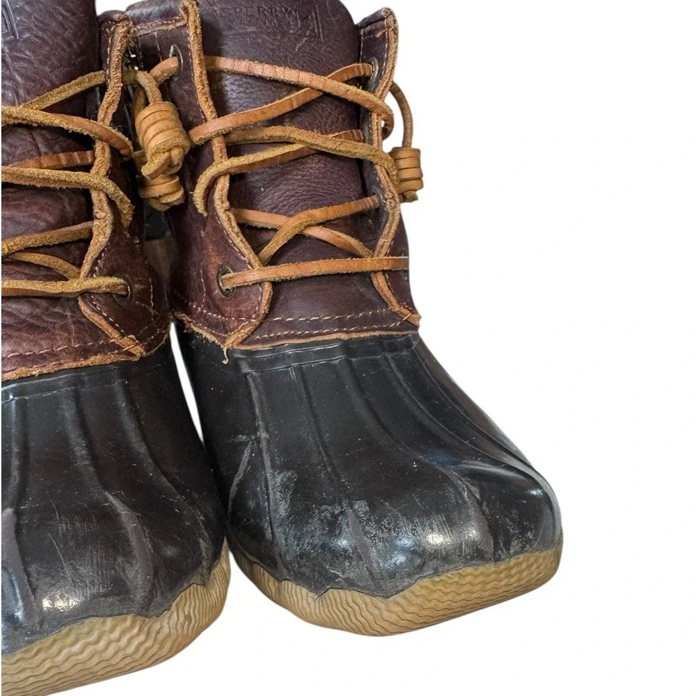 Sperry Top‎ Sider Women's Duck Boots Brown Leather Rubber Waterproof Size 6